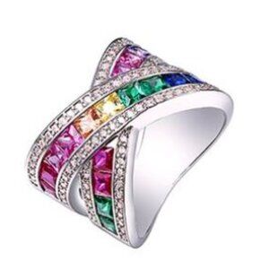 Ring With Swarovski® Crystals—Size 10
